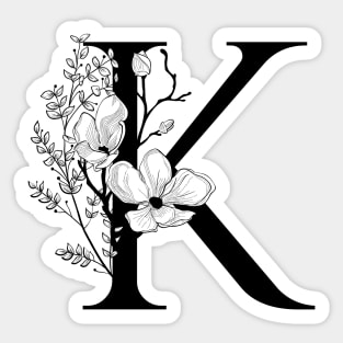 Letter K Monogram - Floral Initial Sticker